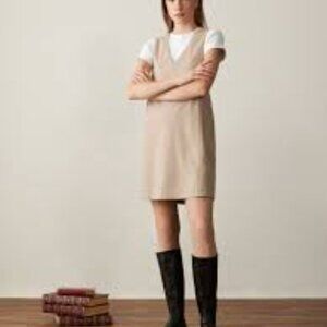 Frank and Oak Sleeveless Tan Pinstripe Dress NWT size XL